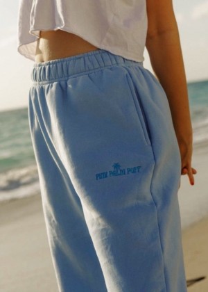 Pink Palm Puff Puff Sweatpants Blue | OFD947560