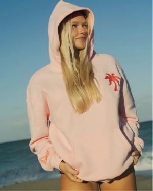 Pink Palm Puff To Live For the Hope of it All Hoodie Pink | XSA603198