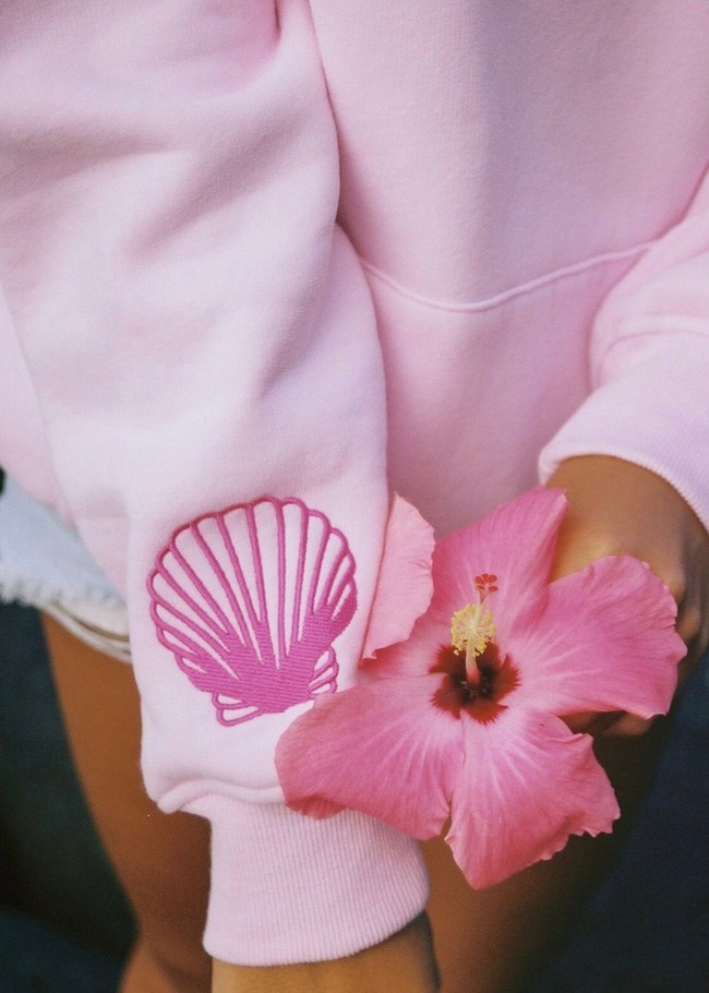 Pink Palm Puff Hawaii Hibiscus Hoodie Pink | DWU907834