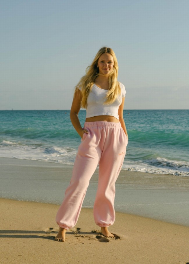 Pink Palm Puff Puff Sweatpants Pink | KVS103289